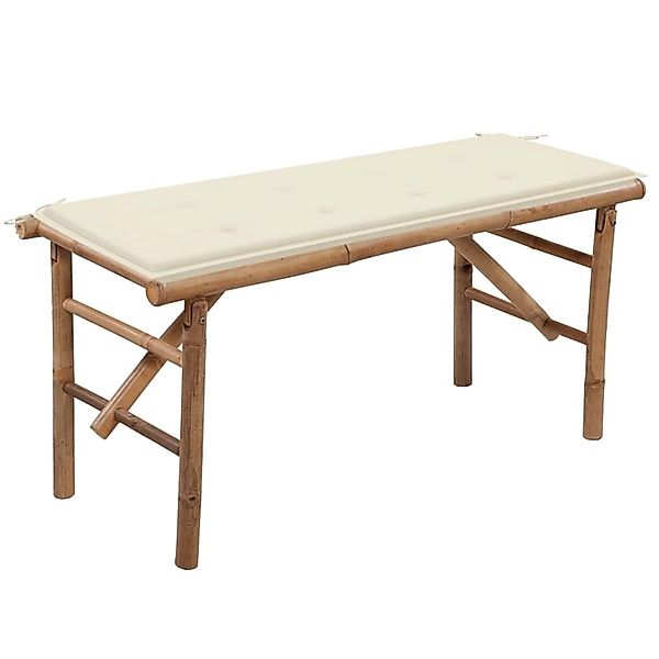furnicato Klappbare Gartenbank mit Auflage 118 cm Bambus günstig online kaufen