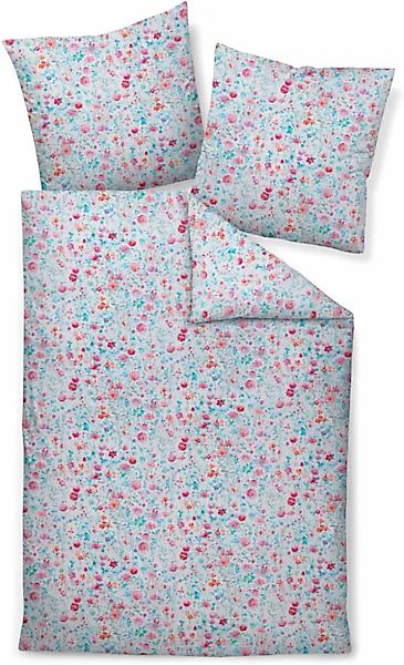 Janine Janine Mako-Satin Bettwäsche moments 98107 rosa mint Größe:  135x200 günstig online kaufen