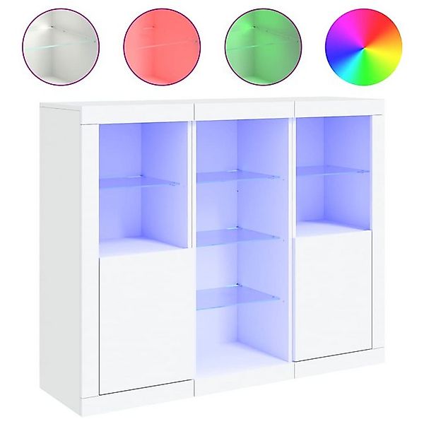 vidaXL Buffet Buffet Sideboards mit LED Leuchten 3 Stk Weiß Spanplatte Glas günstig online kaufen