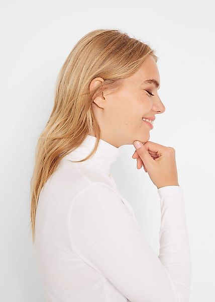 bonprix Langarmshirt "Langarmshirt mit reiner Baumwolle" mit Rollkragen günstig online kaufen