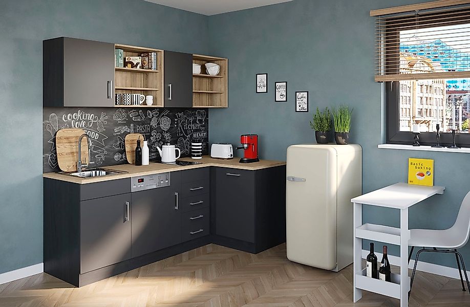 KOCHSTATION Küche "KS-Mali" Stellbreite 210/110 cm, mit E-Geräten günstig online kaufen