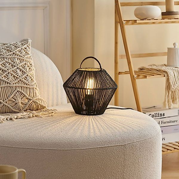 Pauleen Tischleuchte »Boho Shine max20W Schwarz 230V Metall/Rattan« E27 E27 günstig online kaufen