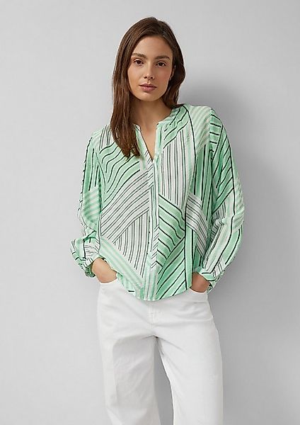 s.Oliver Langarmbluse Bluse Viskosebluse mit Raffung und All-over-Print günstig online kaufen