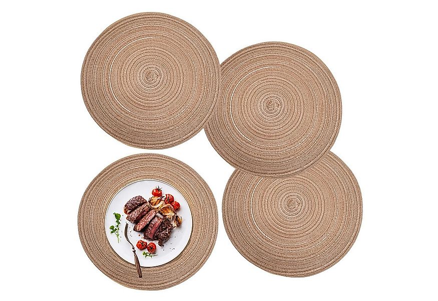 Coonoor Platzset 4er Set runde Platzdeckchen, waschbar, hitzebeständig, gef günstig online kaufen