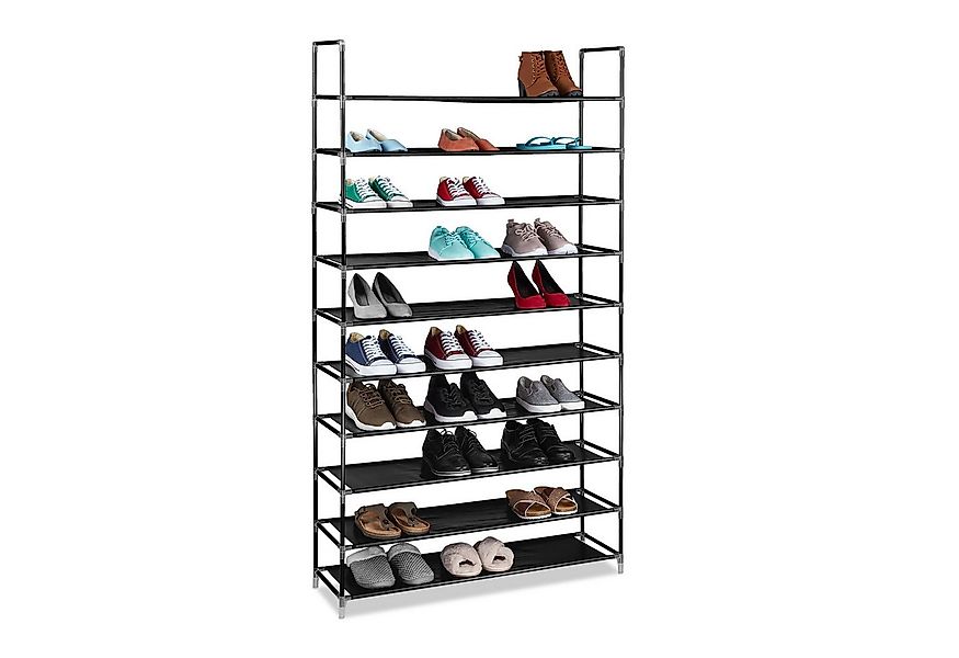 relaxdays Schuhregal Stoff für 50 Paar Schuhe, schwarz günstig online kaufen