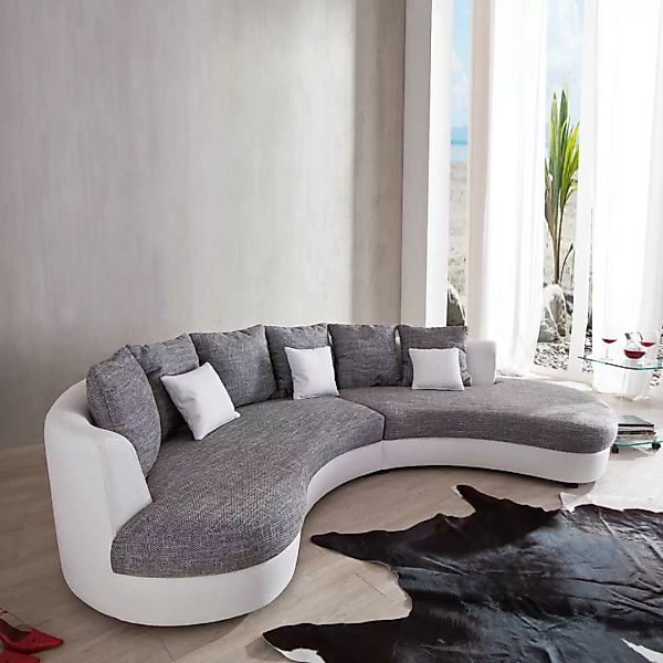 Couch in U-Form Weiß Grau günstig online kaufen