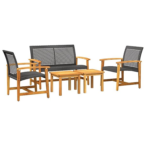 vidaXL Sofaelement 5-tlg. Garten-Lounge-Set Schwarz Poly günstig online kaufen