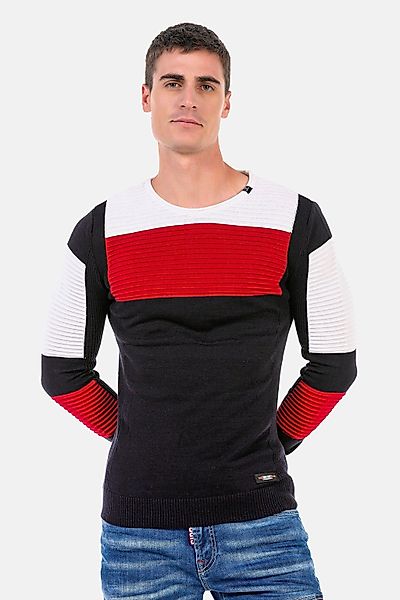 Cipo & Baxx Rundhalspullover "Pullover" 1 Stk. tlg. in extravagantem Strick günstig online kaufen
