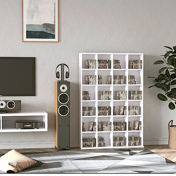 HOMCOM CD- und DVD-Aufbewahrung, Multimedia-Aufbewahrungsregal mit 24 Fäche günstig online kaufen