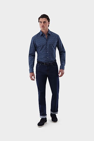 Hemd mit Medaillon Druck Slim Fit günstig online kaufen