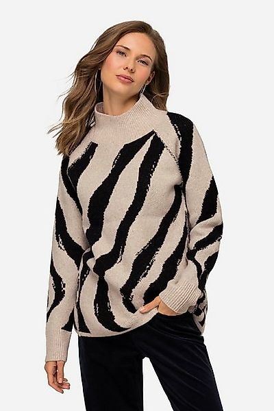 Laurasøn Rollkragenpullover Pullover Wellen Muster Wollanteil Stehkragen günstig online kaufen