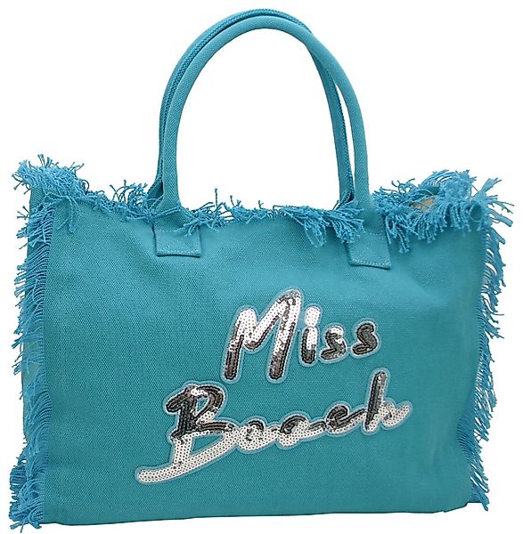 Miss Beach Strandtasche - Badetasche mit Reißverschluss - Shopper aus Canva günstig online kaufen