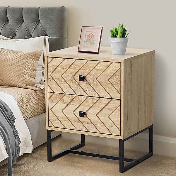 HOMCOM Sideboard Beistelltisch Kommode 2 Schubladen Spanplatte Natur 48 x 3 günstig online kaufen