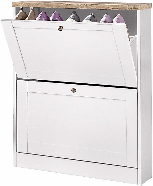 OTTO home Schuhschrank "Heide" Breite 70 cm, mit 2 Klappen und Facettenfron günstig online kaufen