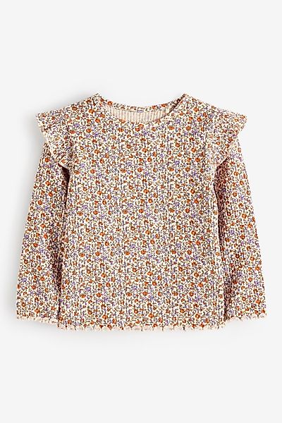 Next Langarmshirt Geripptes Langarmshirt mit Rüschen günstig online kaufen