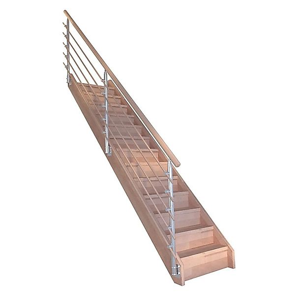 Treppe Mykonos Pro Buche Gerade 90 cm Setzstufen Design-Geländer-Holzstäbe günstig online kaufen