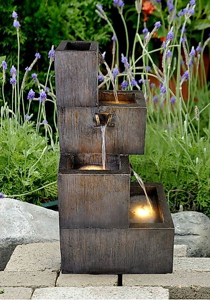Wehmann Gartenbrunnen Kubus, Terrassenbrunnen mit LED-Beleuchtung günstig online kaufen