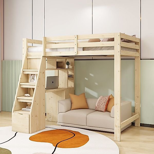 Flieks Hochbett Kinderbett Einzelbett 90x200cm mit günstig online kaufen