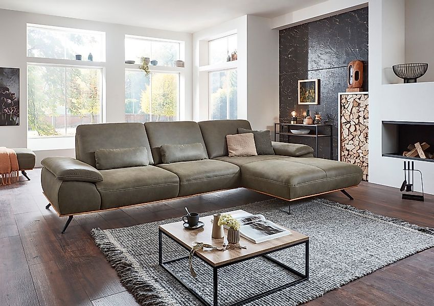 Die PlanBar Ecksofa "PN-EM18063 L-Form", wahlweise mit echt bezogenem Rücke günstig online kaufen
