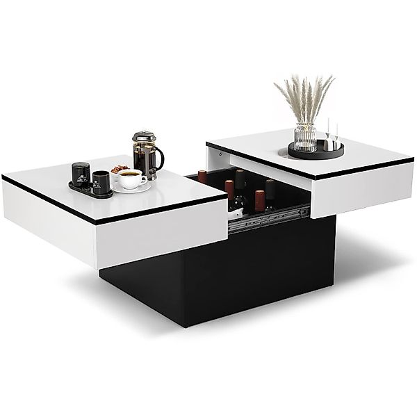 VOWNER Couchtisch Hochglanz-Sofatisch mit 2 Stauräumen, günstig online kaufen