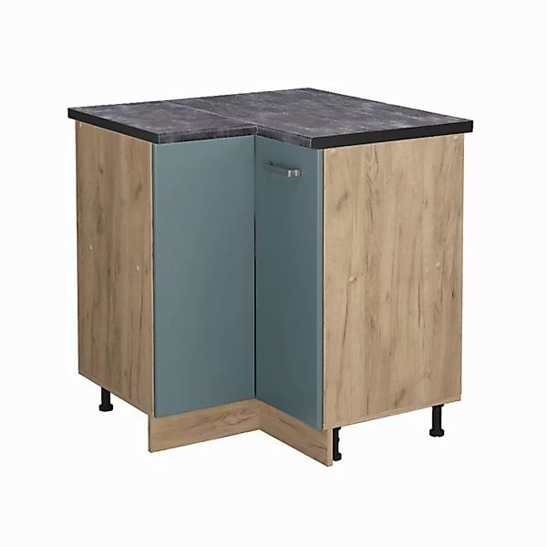 Vicco Eckunterschrank R-Line, Blau-Grau/Goldkraft Eiche, 75.6 cm, AP Anthra günstig online kaufen