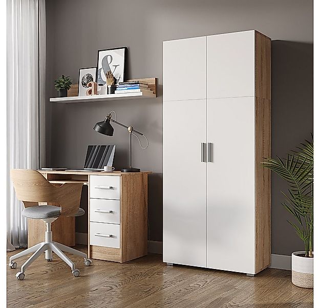 Vicco Aktenschrank Frank, Weiß/Sonoma/Sonoma, 80 x 182.4 cm (1-St) günstig online kaufen