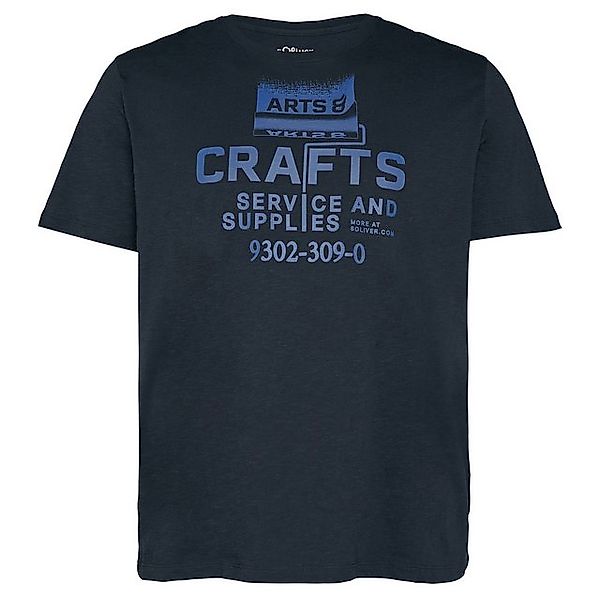 s.Oliver Rundhalsshirt Große Größe Herren T-Shirt navy Frontprint Arts&Craf günstig online kaufen