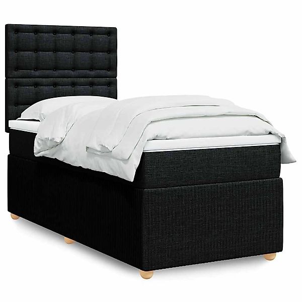 vidaXL Boxspringbett mit Matratze Schwarz 90x200 cm Stoff 3294255 günstig online kaufen