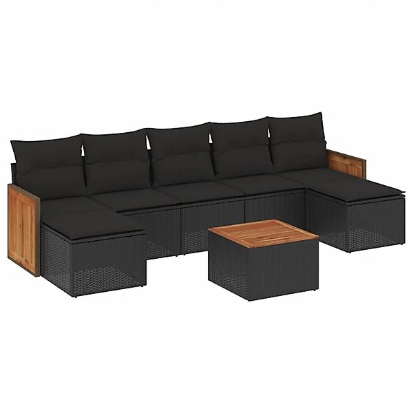 vidaXL 8-Tlg Garten-Sofagarnitur mit Kissen Schwarz Poly Rattan 3260319 günstig online kaufen