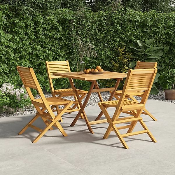 Vidaxl 5-tlg. Garten-essgruppe Massivholz Teak günstig online kaufen