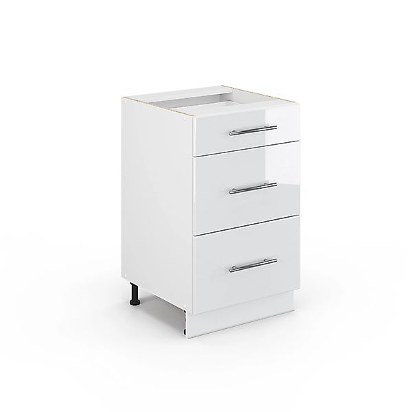 Vicco Unterschrank Fame-Line, Weiß Hochglanz/Weiß, 50 cm ohne Arbeitsplatte günstig online kaufen