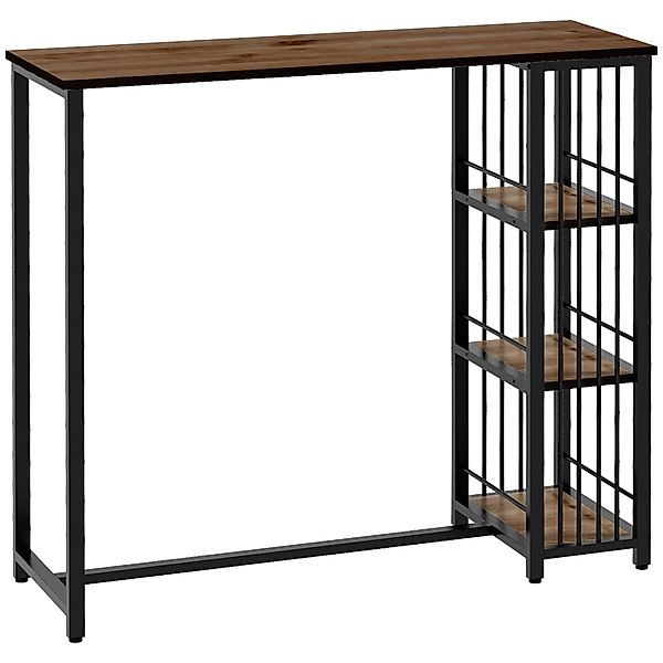 HOMCOM Bartisch mit Holzoptik Spanplatte Stahl Braun 120L x 40B x 105H cm günstig online kaufen