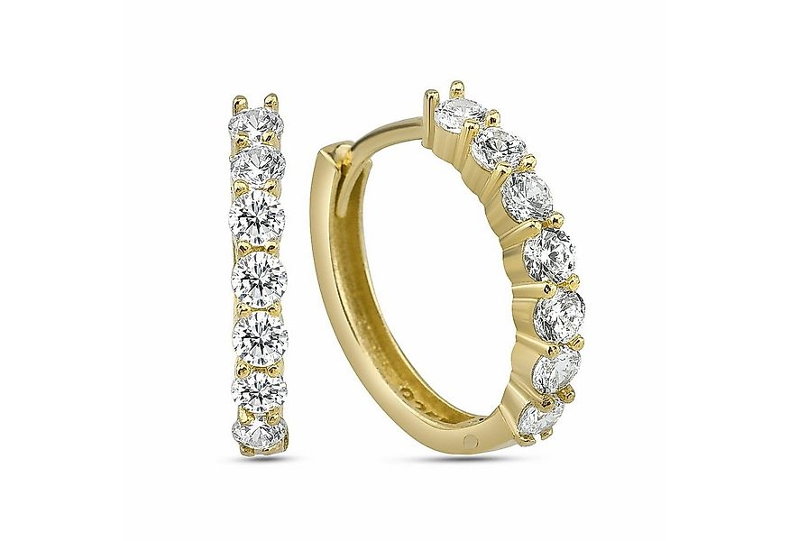 dKeniz Paar Ohrhänger Silber 925 vergoldet mit weißen Zirkonia-Steinen günstig online kaufen