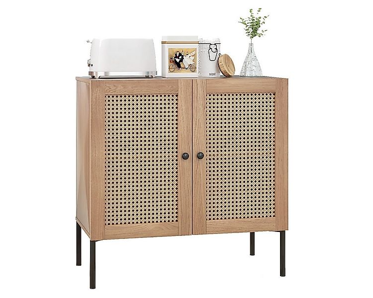 COSTWAY Küchenbuffet Sideboard mit 2 Rattantüren, Schrank mkit verstellbare günstig online kaufen