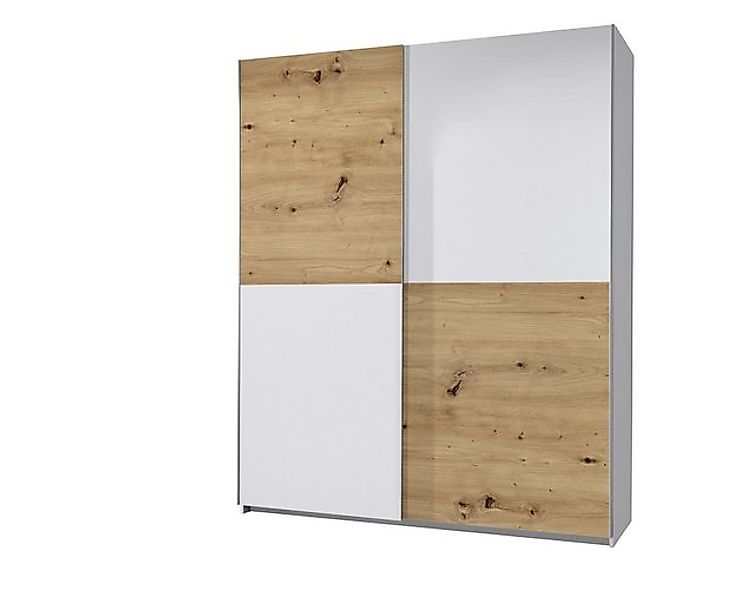 PREISBRECHER Schwebetürenschrank Time 2 Böden, 2 Stangen, Weiß / Artisan Ei günstig online kaufen