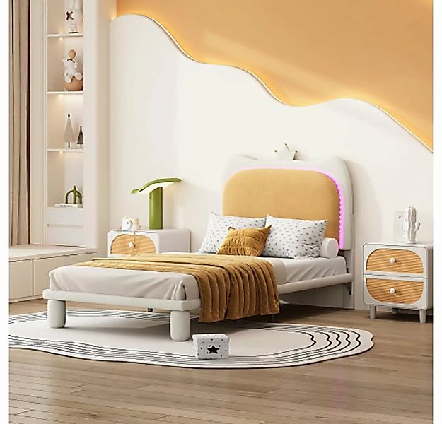 Sweiko Polsterbett, Kinderbett mit LED-Leuchte und Kronenkopfteil, 90*200cm günstig online kaufen