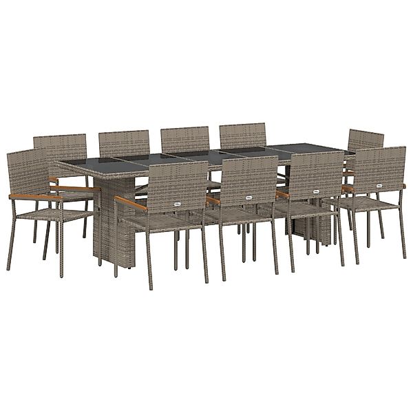 vidaXL Garten Essgruppe 11-Tlg Grau Poly Rattan 3365418 günstig online kaufen