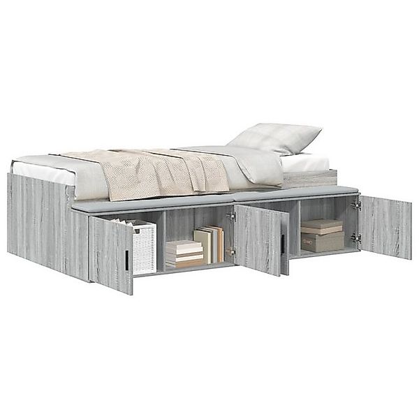 vidaXL Bett Stauraum Bettgestell Graues Sonoma 90x190 cm (1-tlg) günstig online kaufen