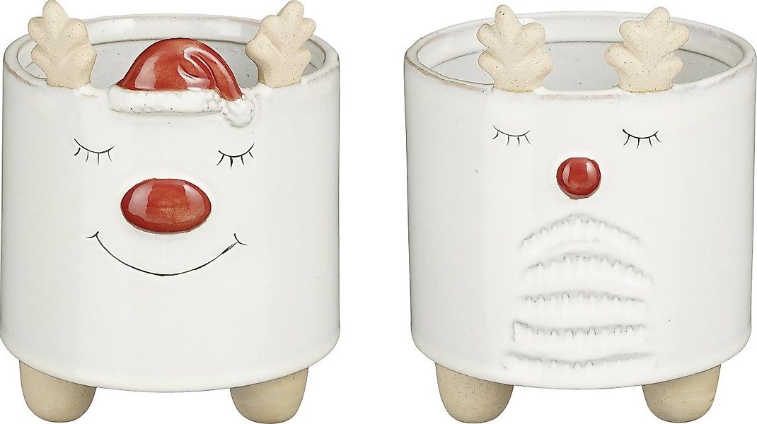 House of Seasons Übertopf House of Seasons Übertopf Keramik Rentier weiß Ø günstig online kaufen