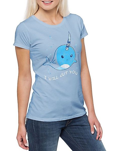 Urban Backwoods Print-Shirt I Will Cut You Damen T-Shirt Unicorn Whale Wal günstig online kaufen