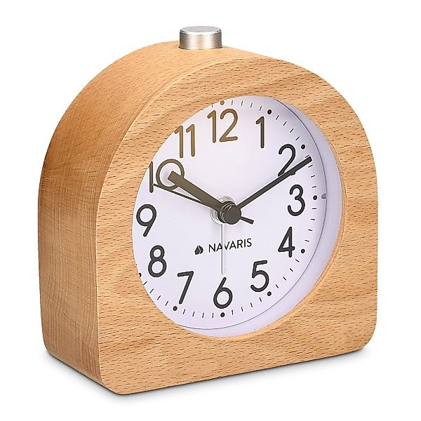 Navaris Wecker Retro Wecker aus Holz - Mit Snooze und Alarmlicht, leise günstig online kaufen