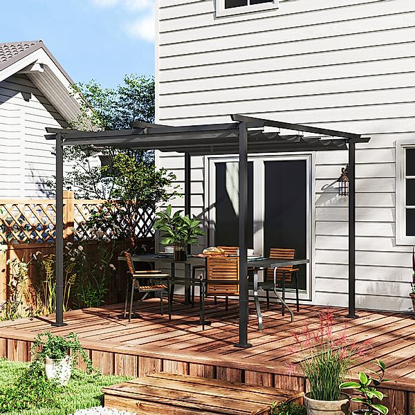 Outsunny Pergola 3x3m Garten Pavillon Terrassendachung aus Metall, Gartenpa günstig online kaufen