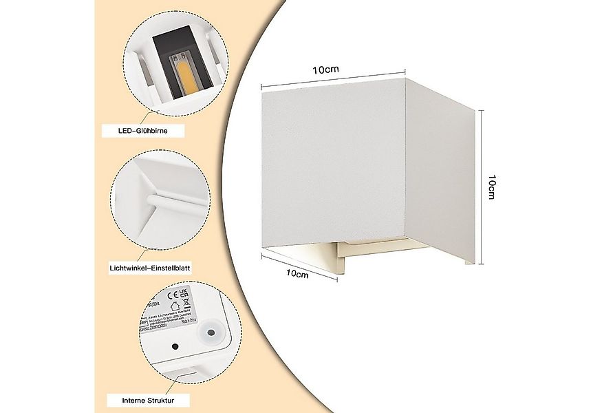 ZMH LED Wandleuchte Innen Flurlampe Innen Wandlampe Aussen Whonzimmer, Auße günstig online kaufen