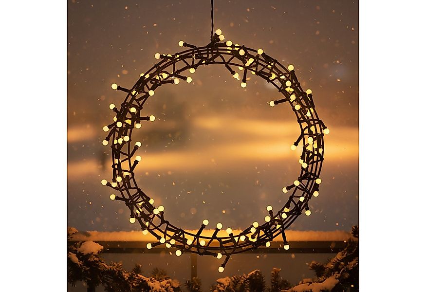 Spetebo Dekokranz Lichterkranz schwarz für Außen 120 LED Kugeln - 35 cm, mi günstig online kaufen