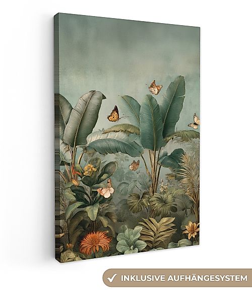 OneMillionCanvasses® Leinwandbild Tropisches Blattwerk - Schmetterlinge günstig online kaufen