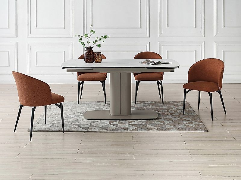 Esstisch für 6 bis 10 Personen ausziehbar - Keramik & Metall - Marmor-Optik günstig online kaufen