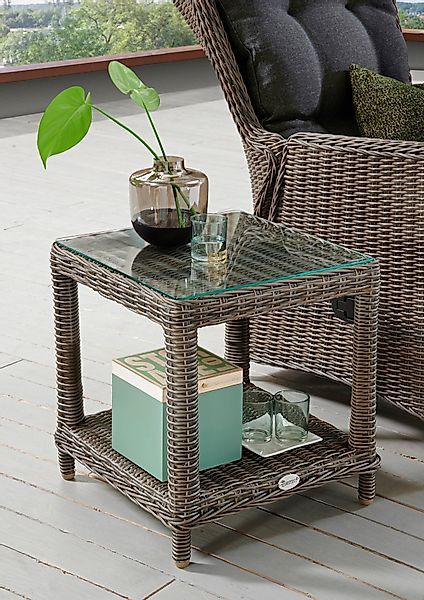 Destiny Beistelltisch MERANO, 46x46x50cm, Aluminium, Polyrattan günstig online kaufen