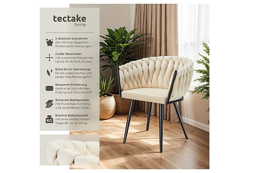 tectake Esszimmerstuhl Küchenstuhl Astano, Belastbarkeit 120 kg, Sand (Set, günstig online kaufen
