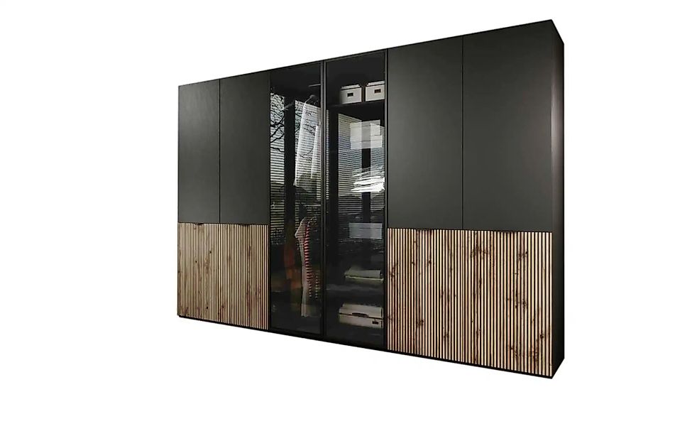 Drehtürenschrank 6 türig Sandbox ¦ schwarz ¦ Maße (cm): B: 303 H: 200 Schrä günstig online kaufen
