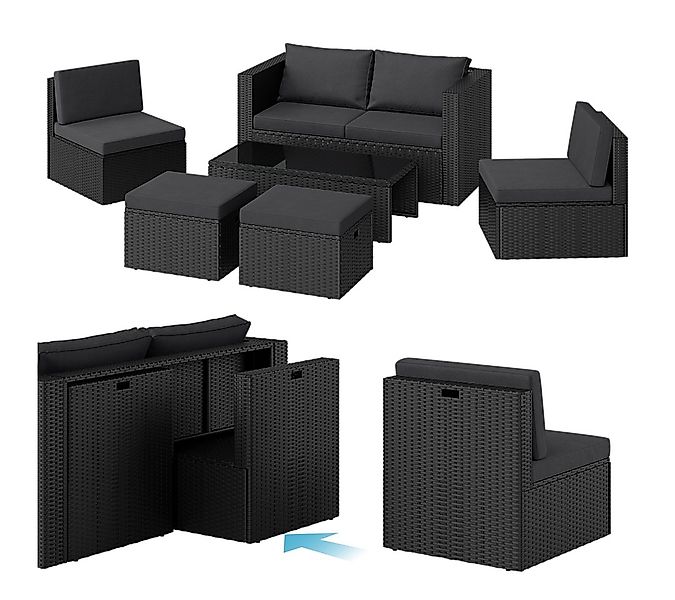 STEELSØN Gartenlounge-Set Noctura, (2er Sofa, 2 Stühle, 2 Sitzhocker, Tisch günstig online kaufen